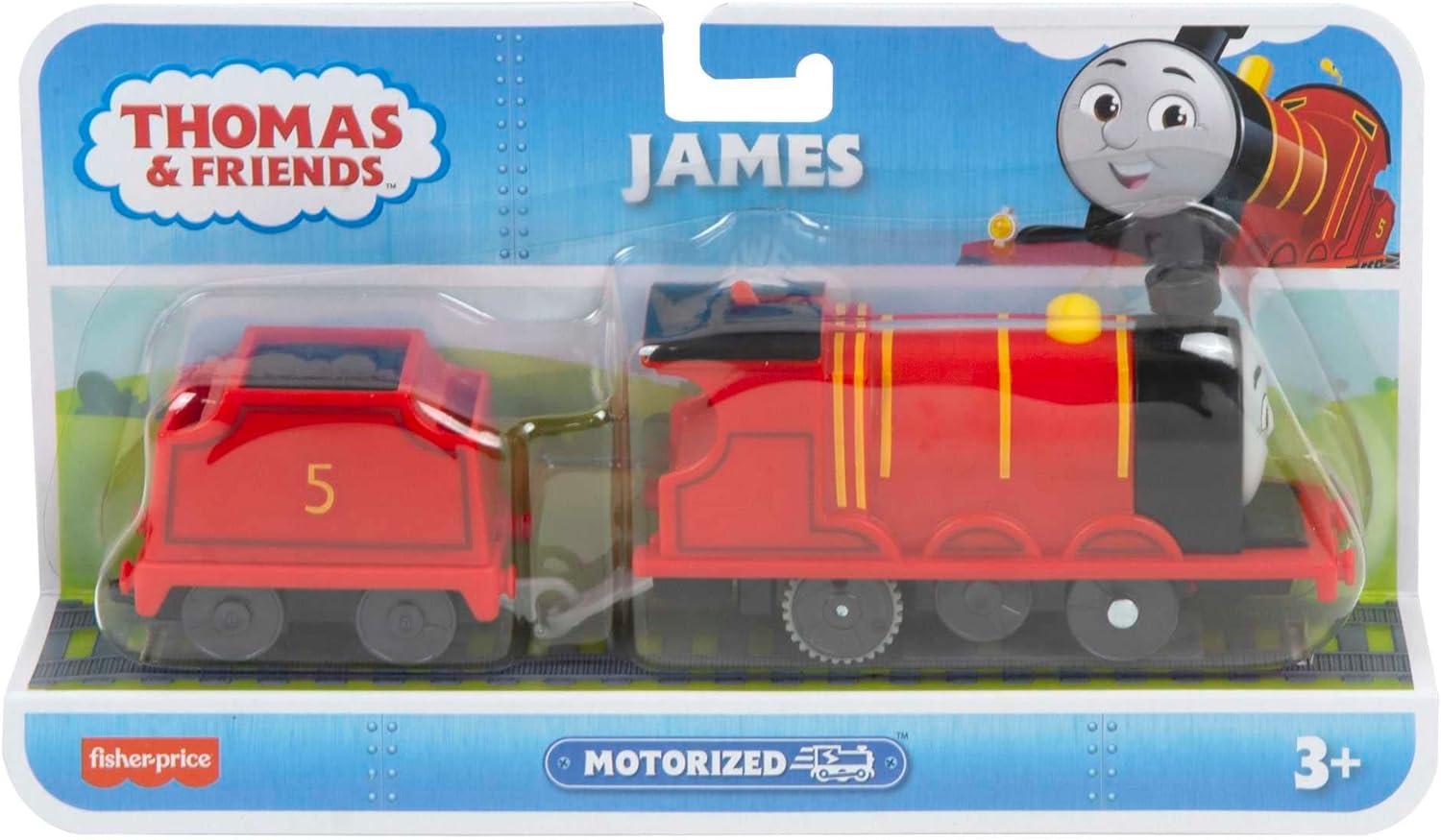 imageThomas amp Friends Motorized Toy Train James BatteryPowered Engine with Tender for Pretend Play Preschool Kids Ages 3 YearsMulticolor