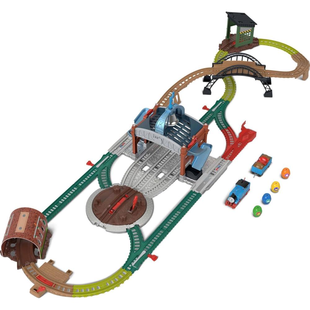 imageThomas amp Friends Toy Train Playset by FisherPrice Load amp Launch Barrel Delivery with Classic Motorized Engine amp Cargo Car 18 Feet of Track