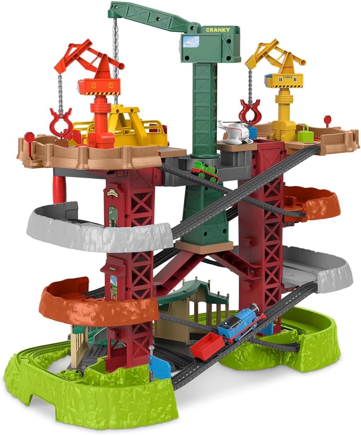 imageThomas amp Friends MultiLevel Toy Track Set Trains amp Cranes Super Tower 25 Ft Tall with 3 Characters for Preschool Kids Ages 3 Years Amazon ExclusiveAction Station