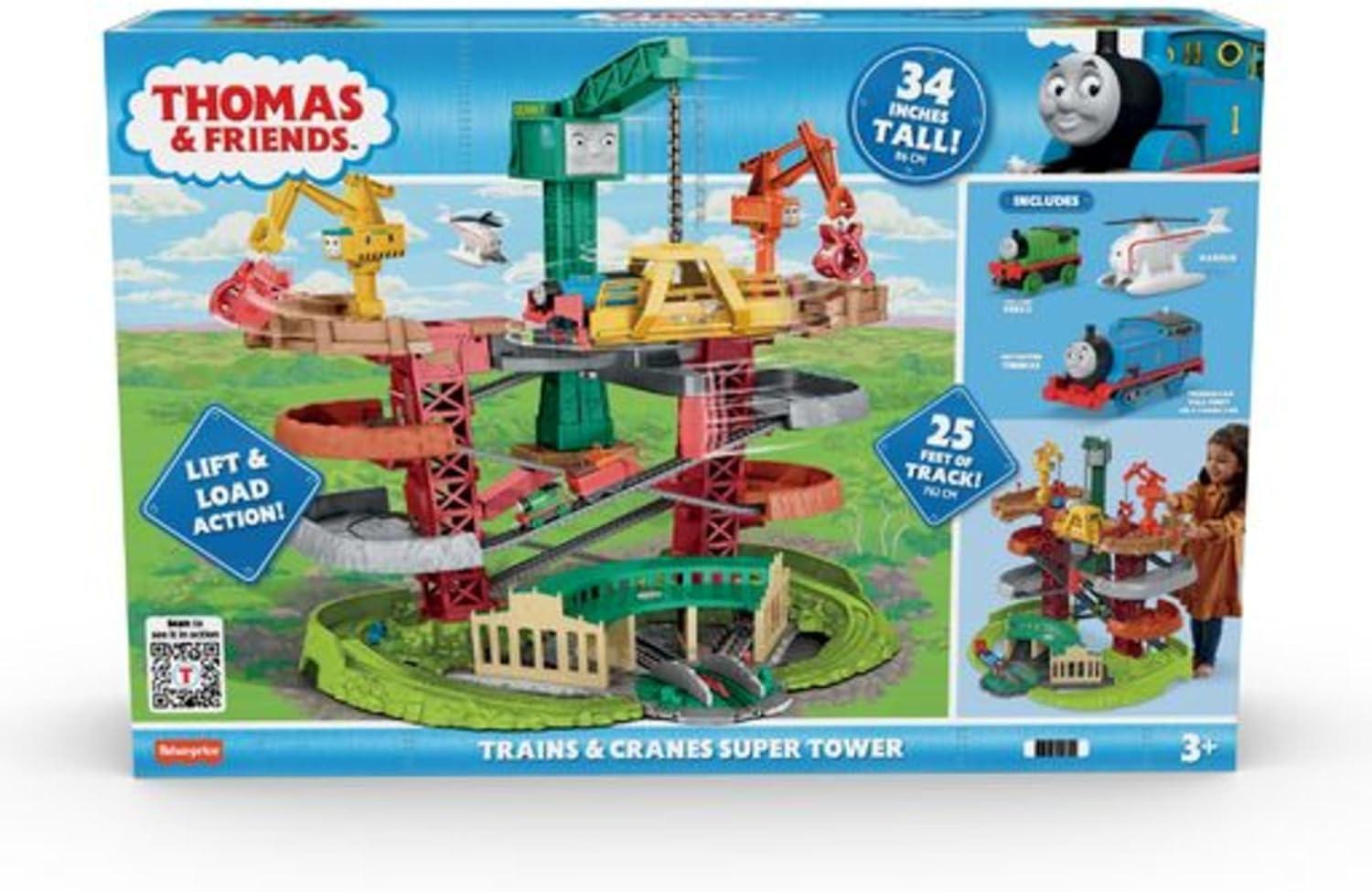 imageThomas amp Friends MultiLevel Toy Track Set Trains amp Cranes Super Tower 25 Ft Tall with 3 Characters for Preschool Kids Ages 3 Years Amazon ExclusiveAction Station