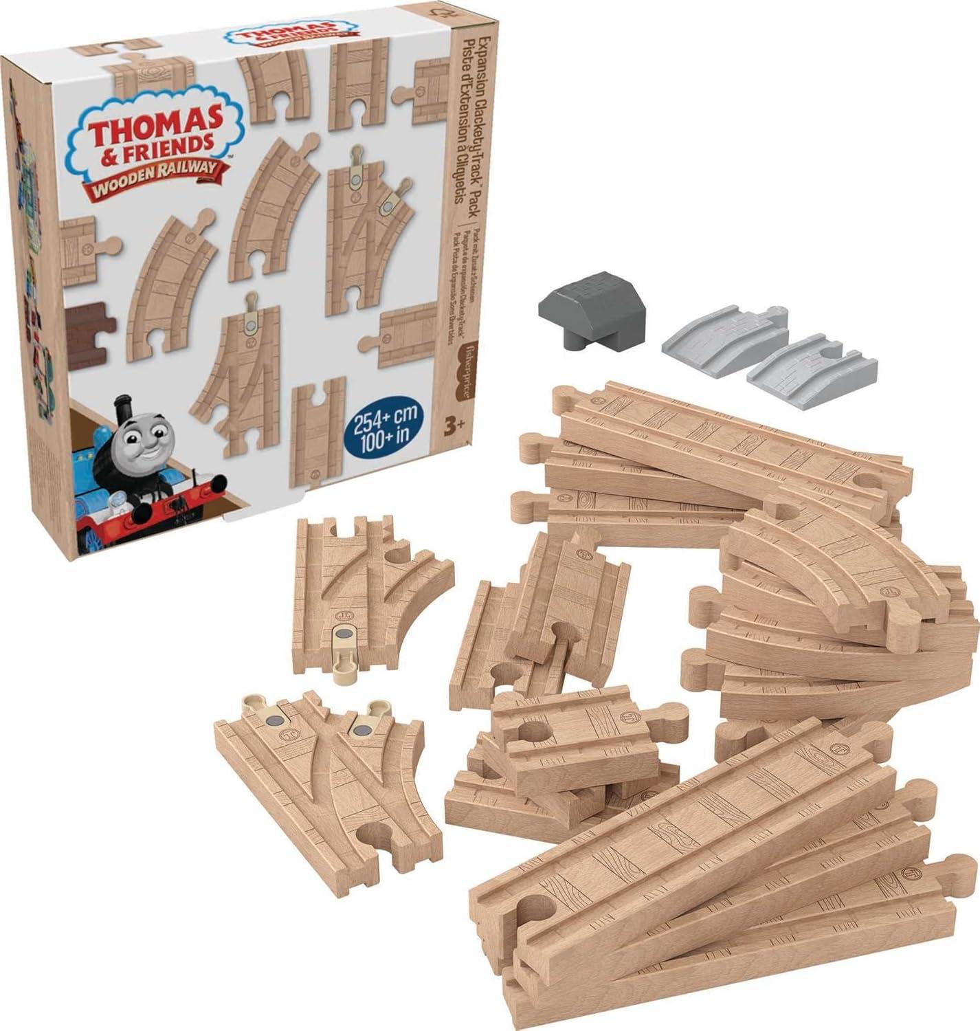 imageThomas amp Friends Wooden Railway Toy Expansion Clackety Track Pack Set of 22 Wood Pieces for Preschool Kids Ages 3 Years