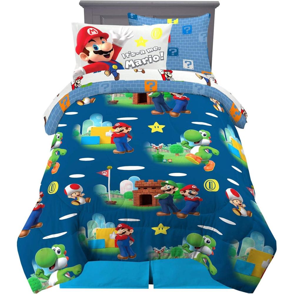 imageFranco Thomas amp Friends Kids Bedding Super Soft Comforter and Sheet Set with Sham 5 Piece Twin Size Officially Licensed ProductMario
