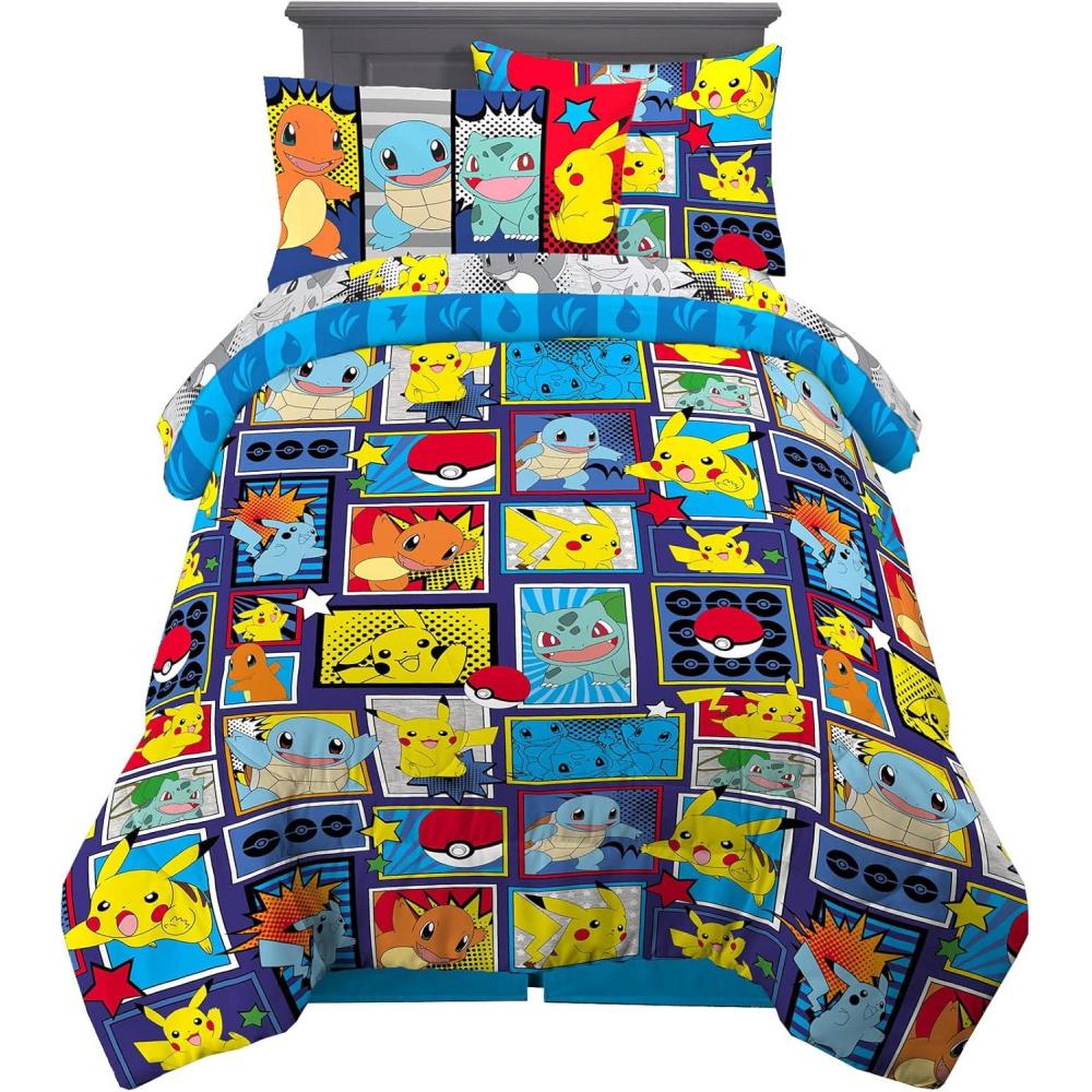 imageFranco Thomas amp Friends Kids Bedding Super Soft Comforter and Sheet Set with Sham 5 Piece Twin Size Officially Licensed ProductPokemon