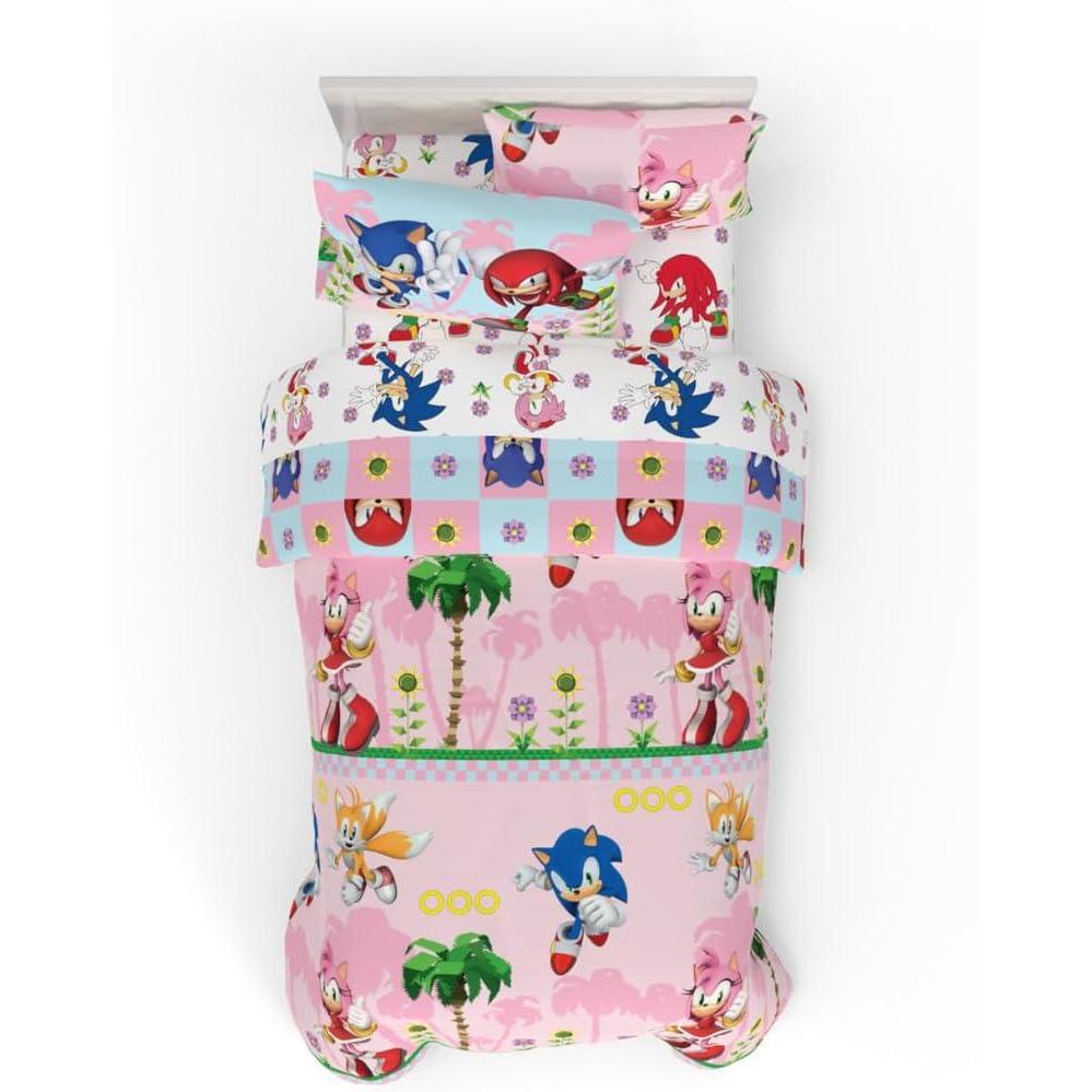 imageFranco Thomas amp Friends Kids Bedding Super Soft Comforter and Sheet Set with Sham 5 Piece Twin Size Officially Licensed ProductSonic the Hedgehog Girl