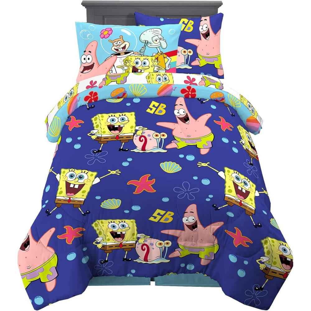 imageFranco Thomas amp Friends Kids Bedding Super Soft Comforter and Sheet Set with Sham 5 Piece Twin Size Officially Licensed ProductSpongebob Squarepants