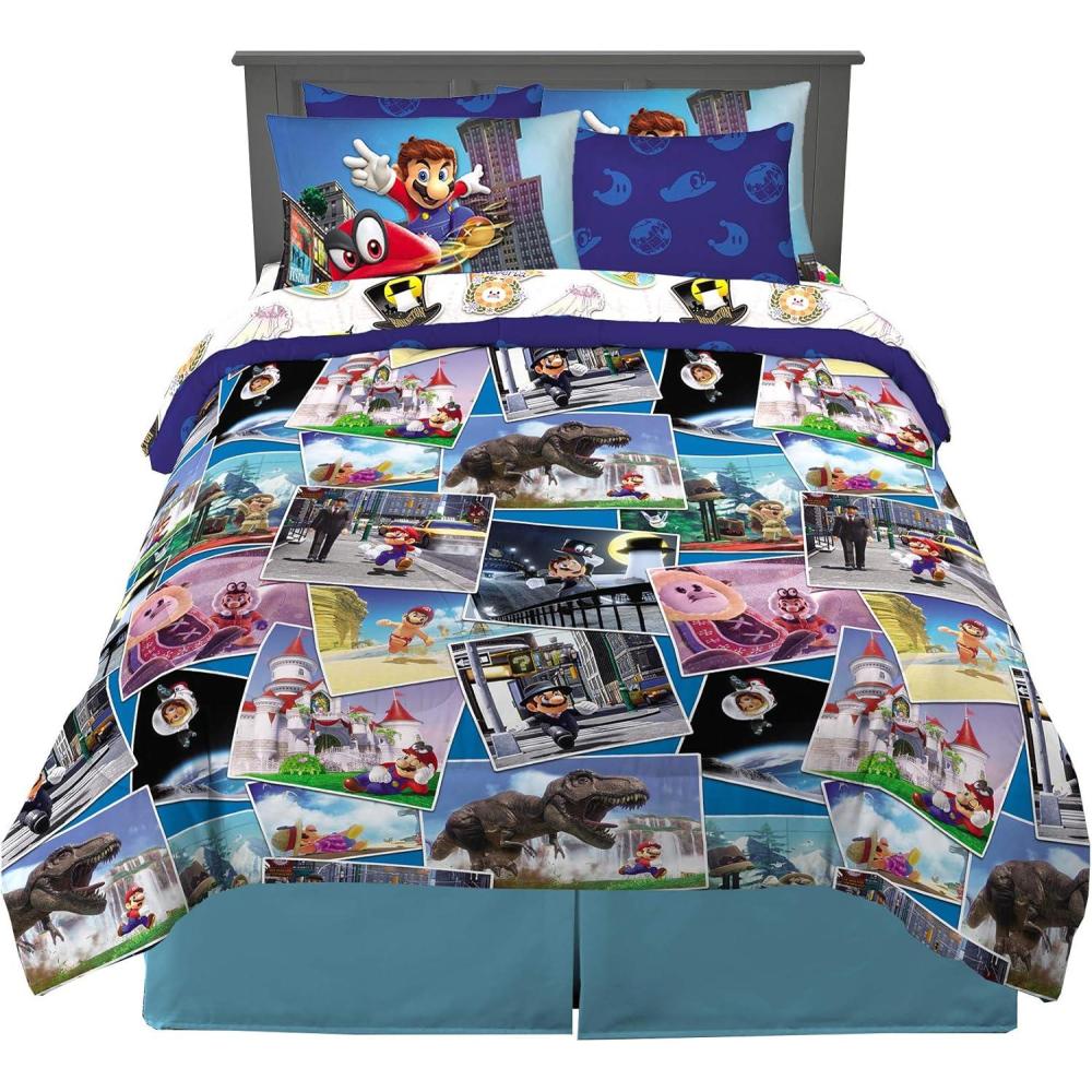 imageFranco Thomas amp Friends Kids Bedding Super Soft Comforter and Sheet Set with Sham 5 Piece Twin Size Officially Licensed ProductSuper Mario Around the World