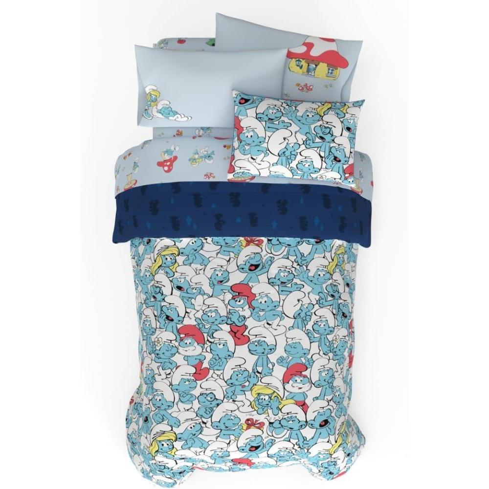 imageFranco Thomas amp Friends Kids Bedding Super Soft Comforter and Sheet Set with Sham 5 Piece Twin Size Officially Licensed ProductThe Smurfs  Blue Original