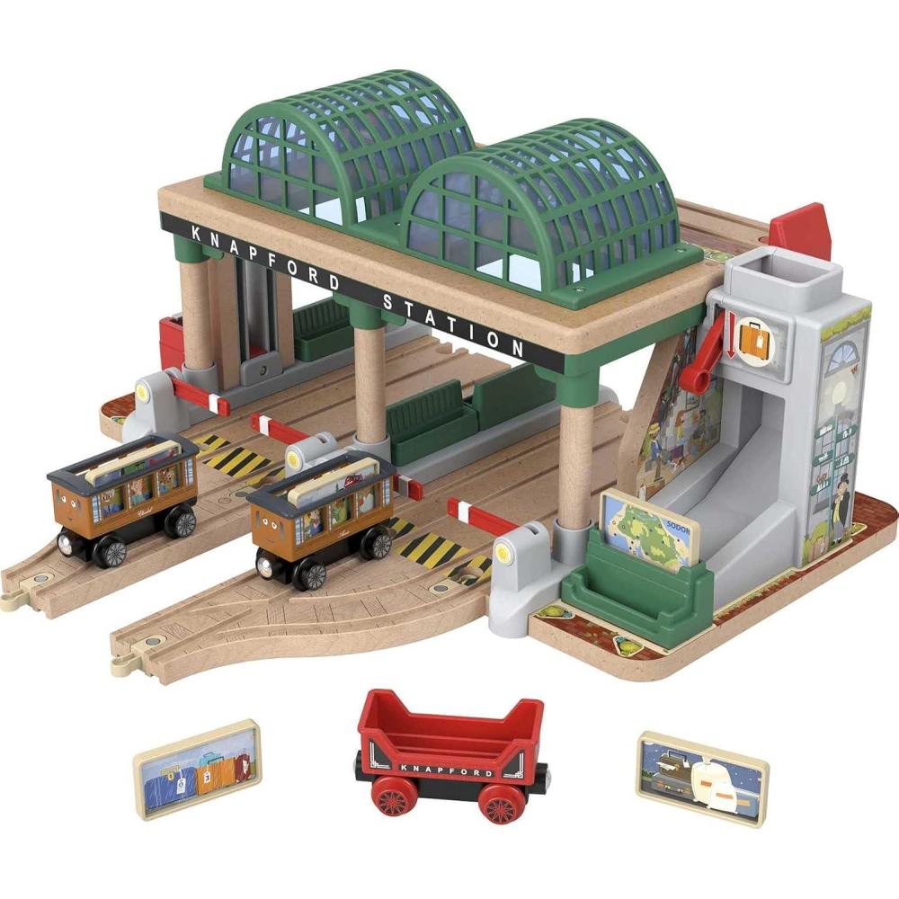 imageThomas amp Friends Wooden Railway Toy Train Set Knapford Station Passenger Pickup Wood Playset for Preschool Kids Ages 3 Years
