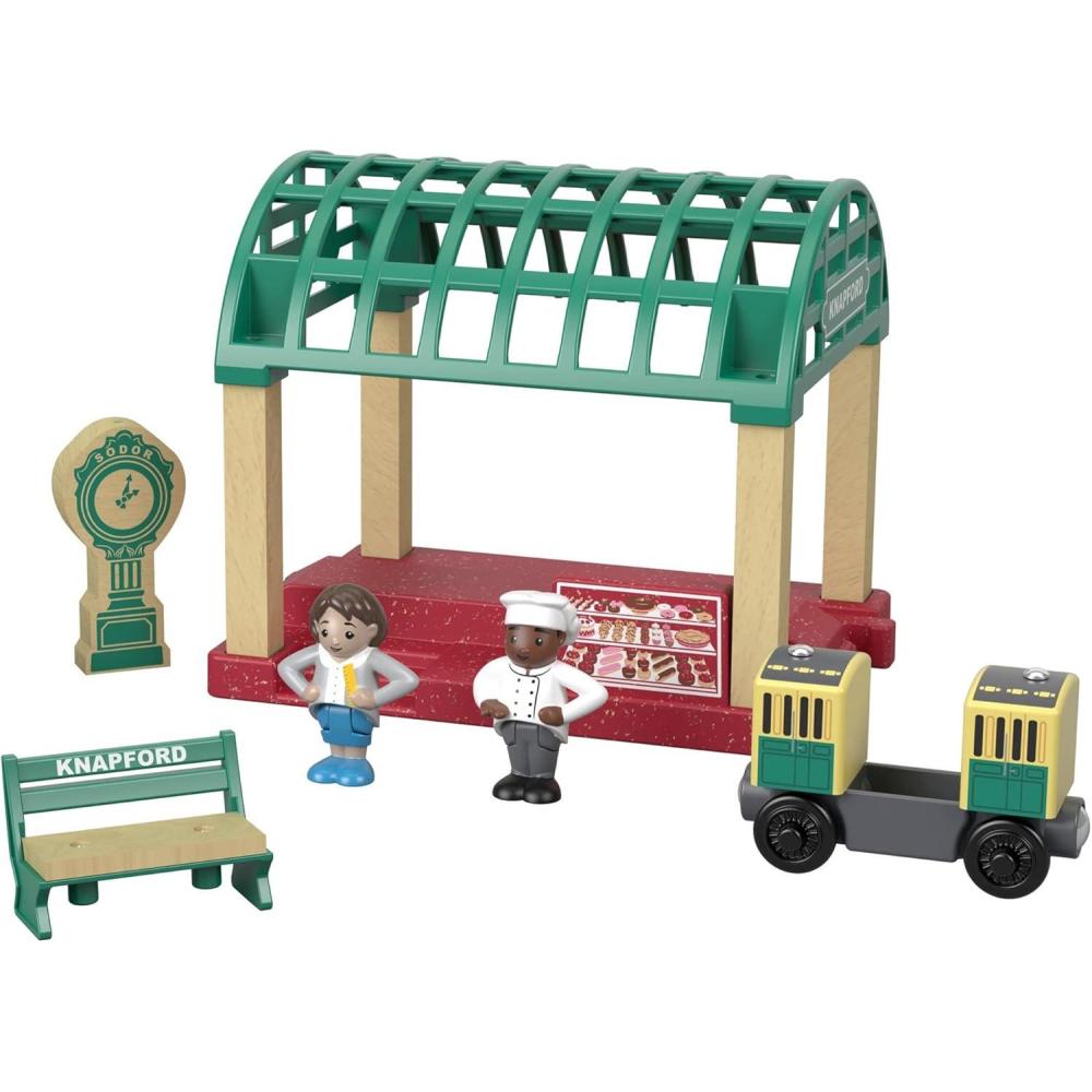 imageThomas amp Friends Wooden Toy Knapford Train Station Playset with Figures amp Passenger Coach for Preschool Pretend Play Kids Ages 3 Years