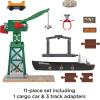 Thomas & Friends Wooden Railway Toy Train Set Brendam Docks Wood Playset with Cranky The Crane for Preschool Kids Ages 3+ Years