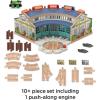 Thomas & Friends Wooden Railway Toy Train Track Tidmouth Sheds Starter Set with Percy Wood Engine for Preschool Kids Ages 3+ Years