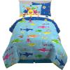 Franco Thomas & Friends Kids Bedding Super Soft Comforter and Sheet Set with Sham, 5 Piece Twin Size, (Officially Licensed Product)(Baby Shark)