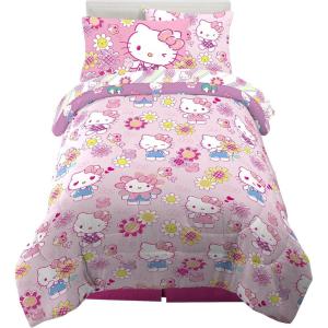 Franco Thomas & Friends Kids Bedding Super Soft Comforter and Sheet Set with Sham, 5 Piece Twin Size, (Officially Licensed Product)(Hello Kitty – Rainbow Garden)