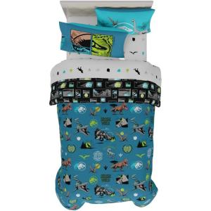 Franco Thomas & Friends Kids Bedding Super Soft Comforter and Sheet Set with Sham, 5 Piece Twin Size, (Officially Licensed Product)(Jurassic World – Worldwide Dinos)