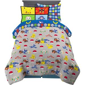 Franco Thomas & Friends Kids Bedding Super Soft Comforter and Sheet Set with Sham, 5 Piece Twin Size, (Officially Licensed Product)(Pokemon – Aloha Region)