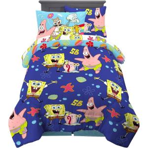 Franco Thomas & Friends Kids Bedding Super Soft Comforter and Sheet Set with Sham, 5 Piece Twin Size, (Officially Licensed Product)(Spongebob Squarepants)