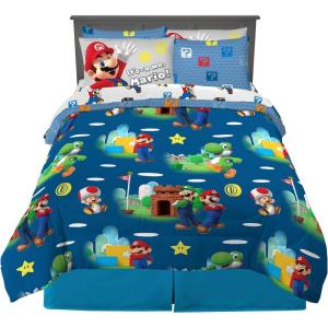 Franco Thomas & Friends Kids Bedding Super Soft Comforter and Sheet Set with Sham, 5 Piece Twin Size, (Officially Licensed Product)(Super Mario)