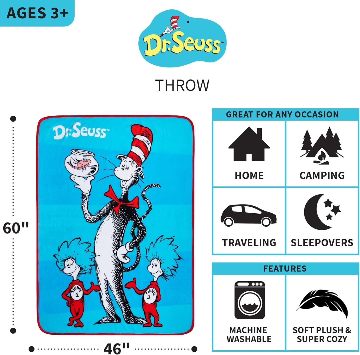 imageThomas and Friends Kids Bedding Super Soft Micro Raschel Throw 46 in x 60 in Official Licensed Product by FrancoDr Seuss