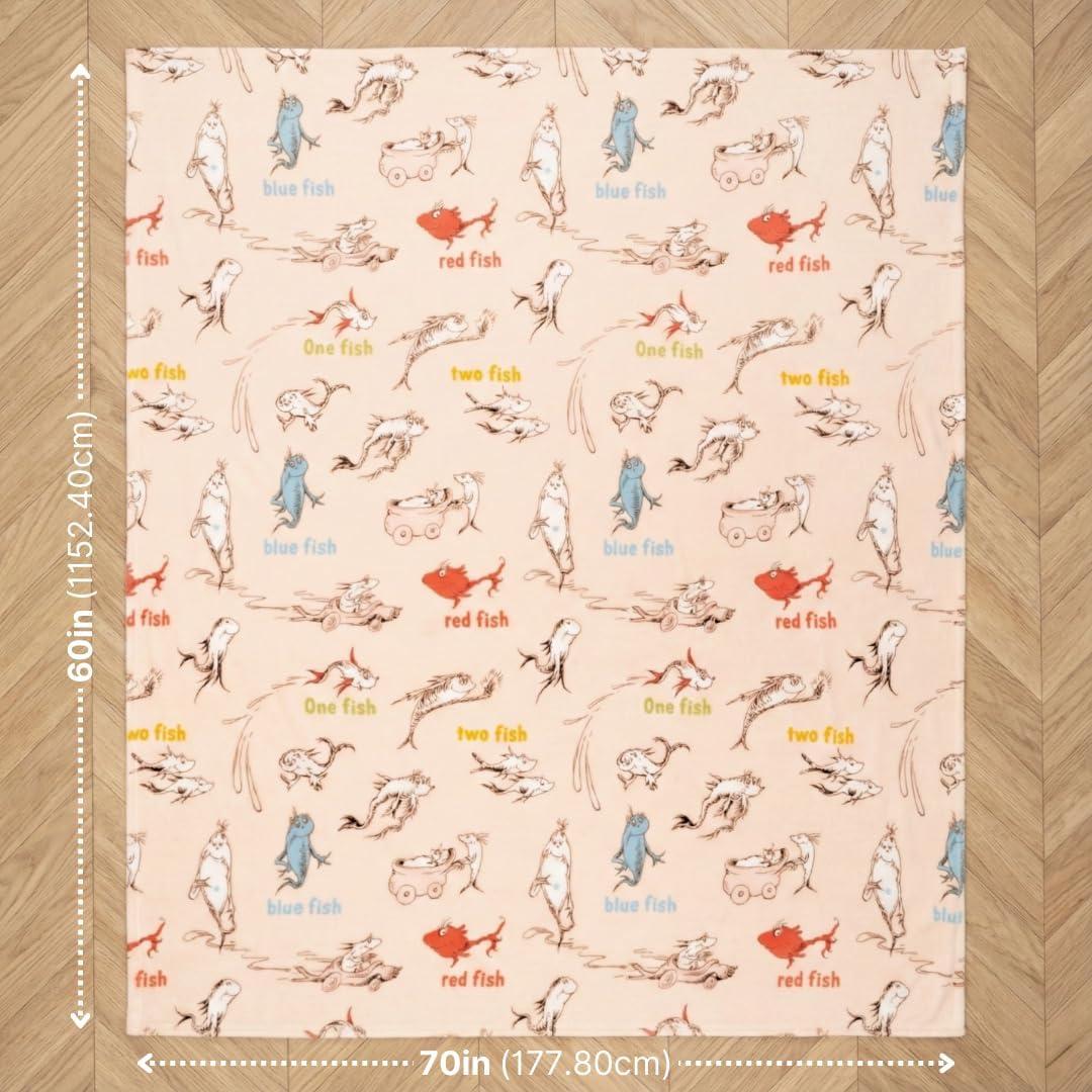 imageThomas and Friends Kids Bedding Super Soft Micro Raschel Throw 46 in x 60 in Official Licensed Product by FrancoOne Fish Two Fish Red Fish Blue Fish