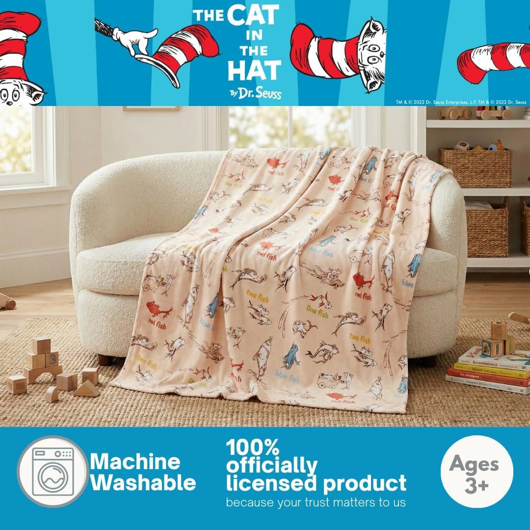 imageThomas and Friends Kids Bedding Super Soft Micro Raschel Throw 46 in x 60 in Official Licensed Product by FrancoOne Fish Two Fish Red Fish Blue Fish
