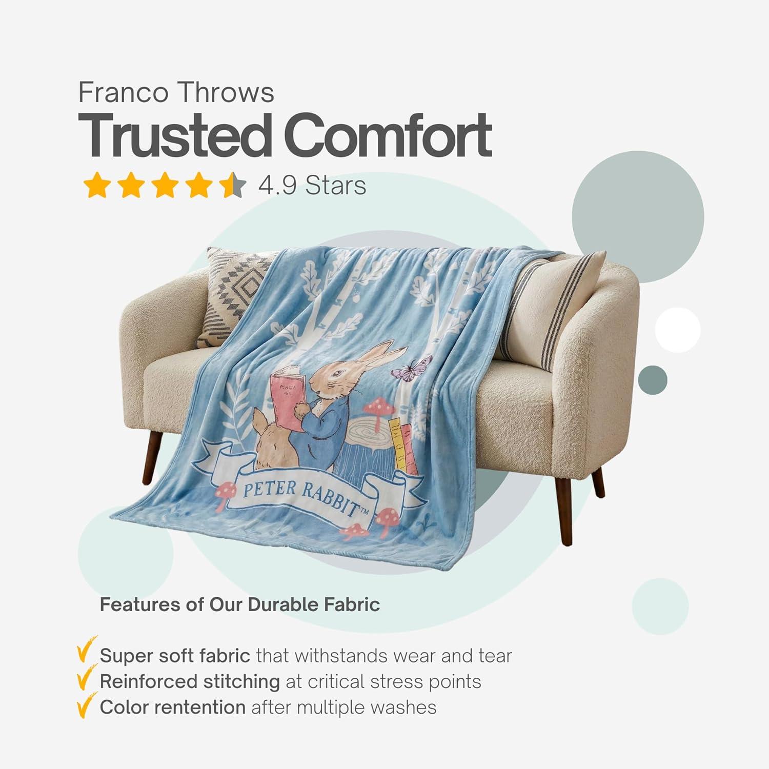 imageThomas and Friends Kids Bedding Super Soft Micro Raschel Throw 46 in x 60 in Official Licensed Product by FrancoPeter Rabbit Favorite Stories