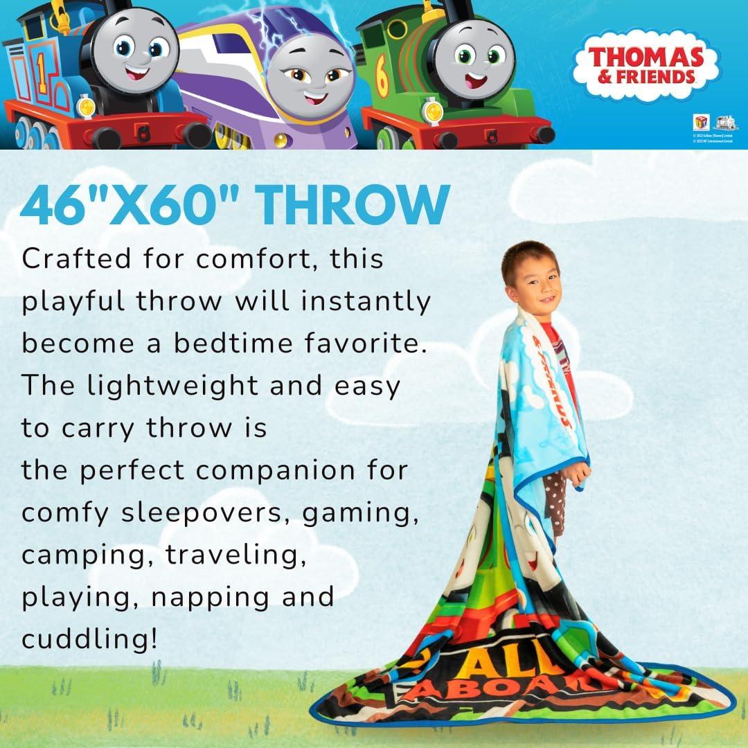 imageThomas and Friends Kids Bedding Super Soft Micro Raschel Throw 46 in x 60 in Official Licensed Product by FrancoThomas Friends