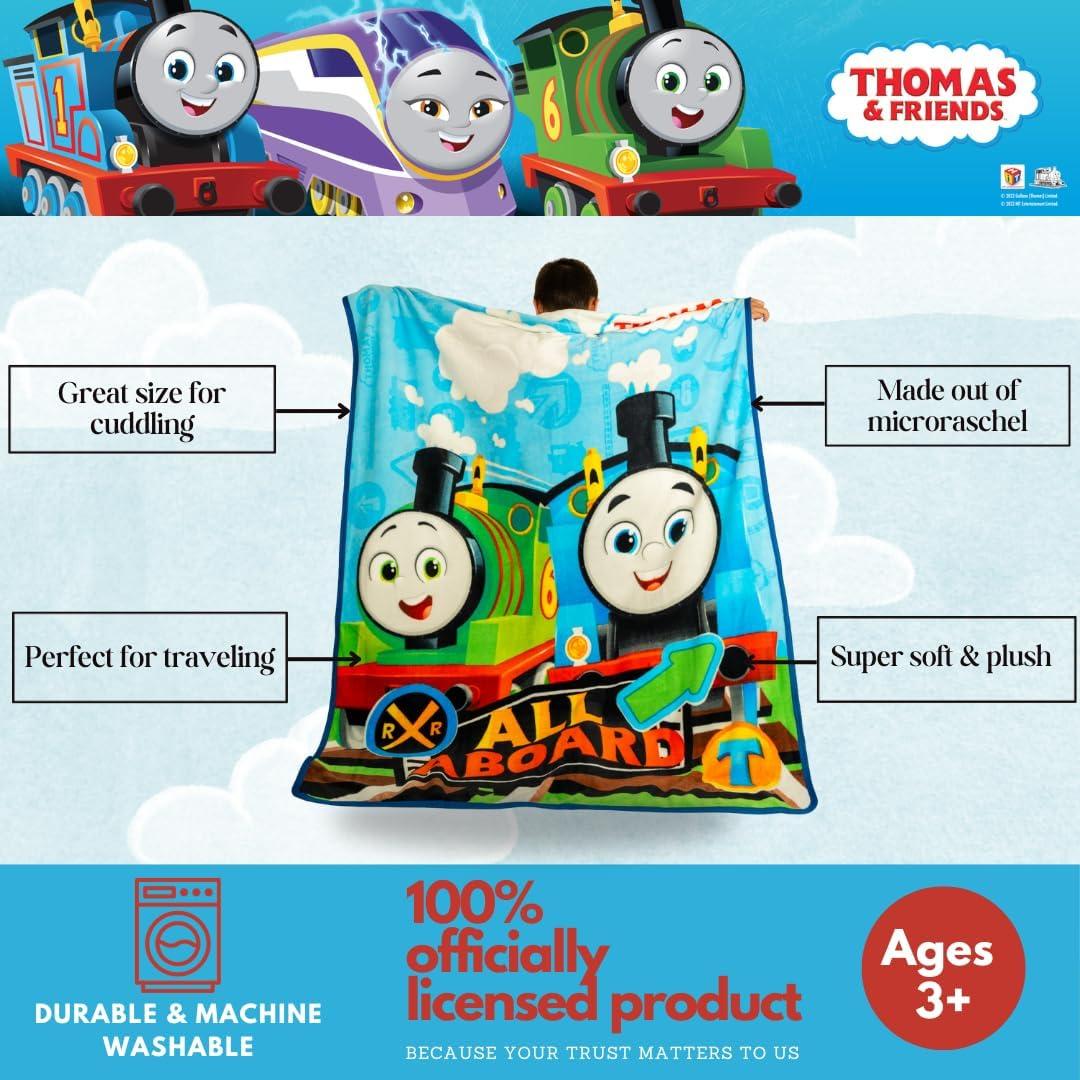 imageThomas and Friends Kids Bedding Super Soft Micro Raschel Throw 46 in x 60 in Official Licensed Product by FrancoThomas Friends