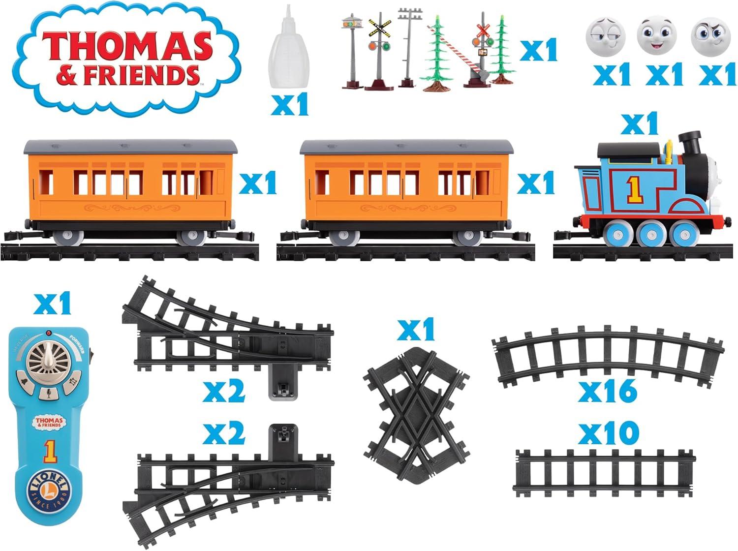 imageLionel Mattel Thomas amp Friends Battery O Gauge Toy Train Set with Remote Locomotive Train Cars amp Track with Authentic Train Sounds Lights amp Water Vapor Smoke Effects for Kids 4Battery O Gauge