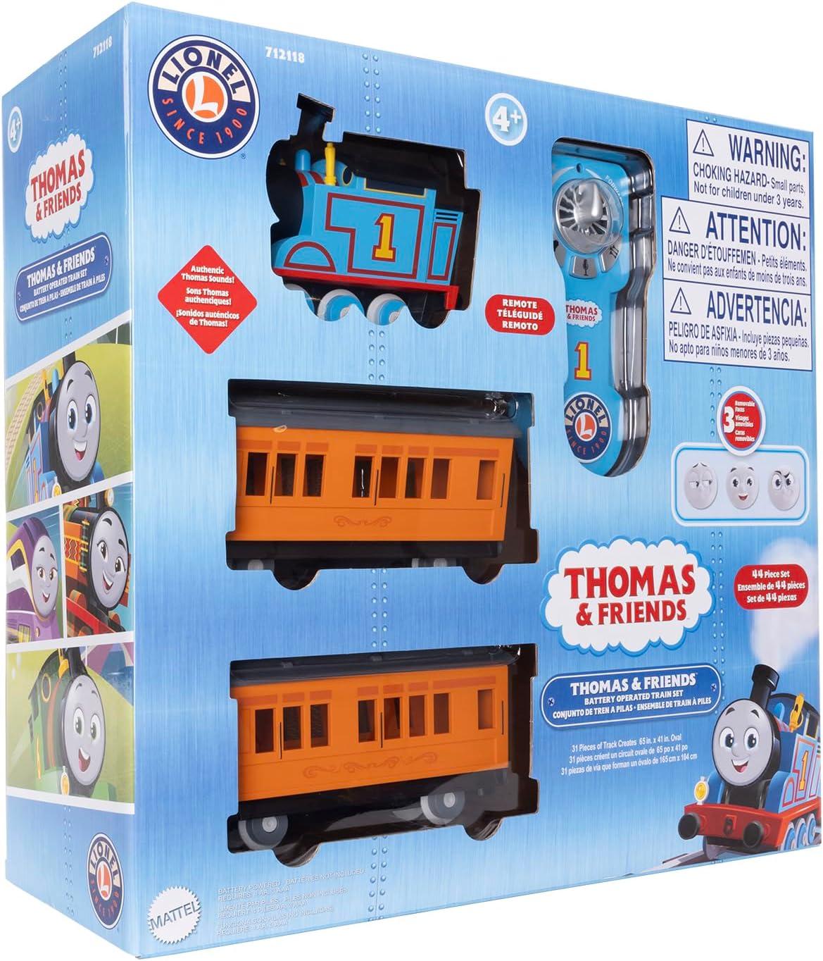 imageLionel Mattel Thomas amp Friends Battery O Gauge Toy Train Set with Remote Locomotive Train Cars amp Track with Authentic Train Sounds Lights amp Water Vapor Smoke Effects for Kids 4Battery O Gauge