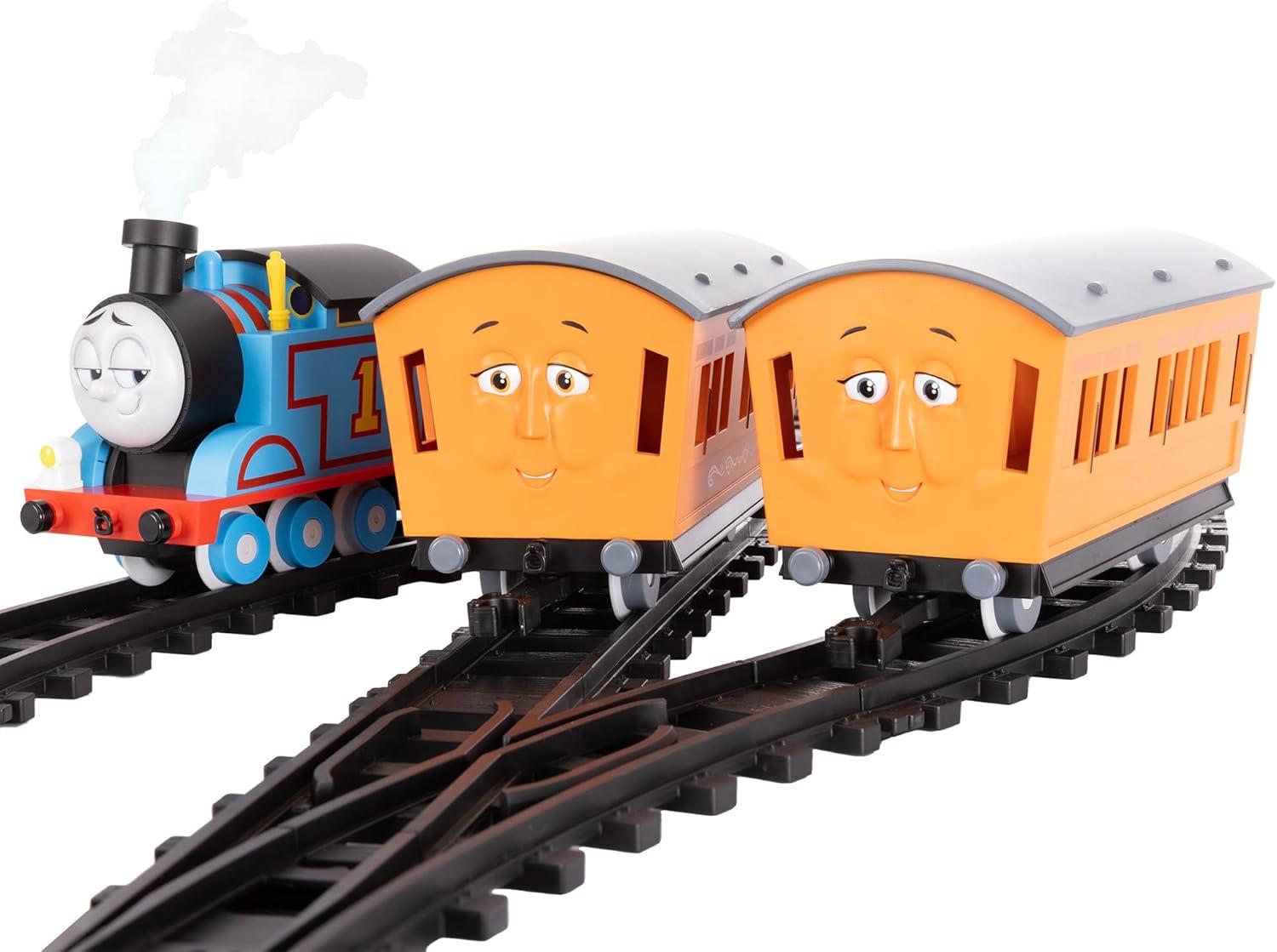 imageLionel Mattel Thomas amp Friends Battery O Gauge Toy Train Set with Remote Locomotive Train Cars amp Track with Authentic Train Sounds Lights amp Water Vapor Smoke Effects for Kids 4Battery O Gauge