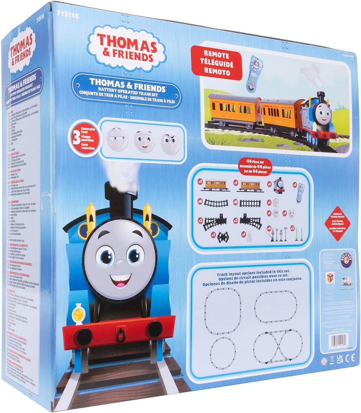 imageLionel Mattel Thomas amp Friends Battery O Gauge Toy Train Set with Remote Locomotive Train Cars amp Track with Authentic Train Sounds Lights amp Water Vapor Smoke Effects for Kids 4Battery O Gauge