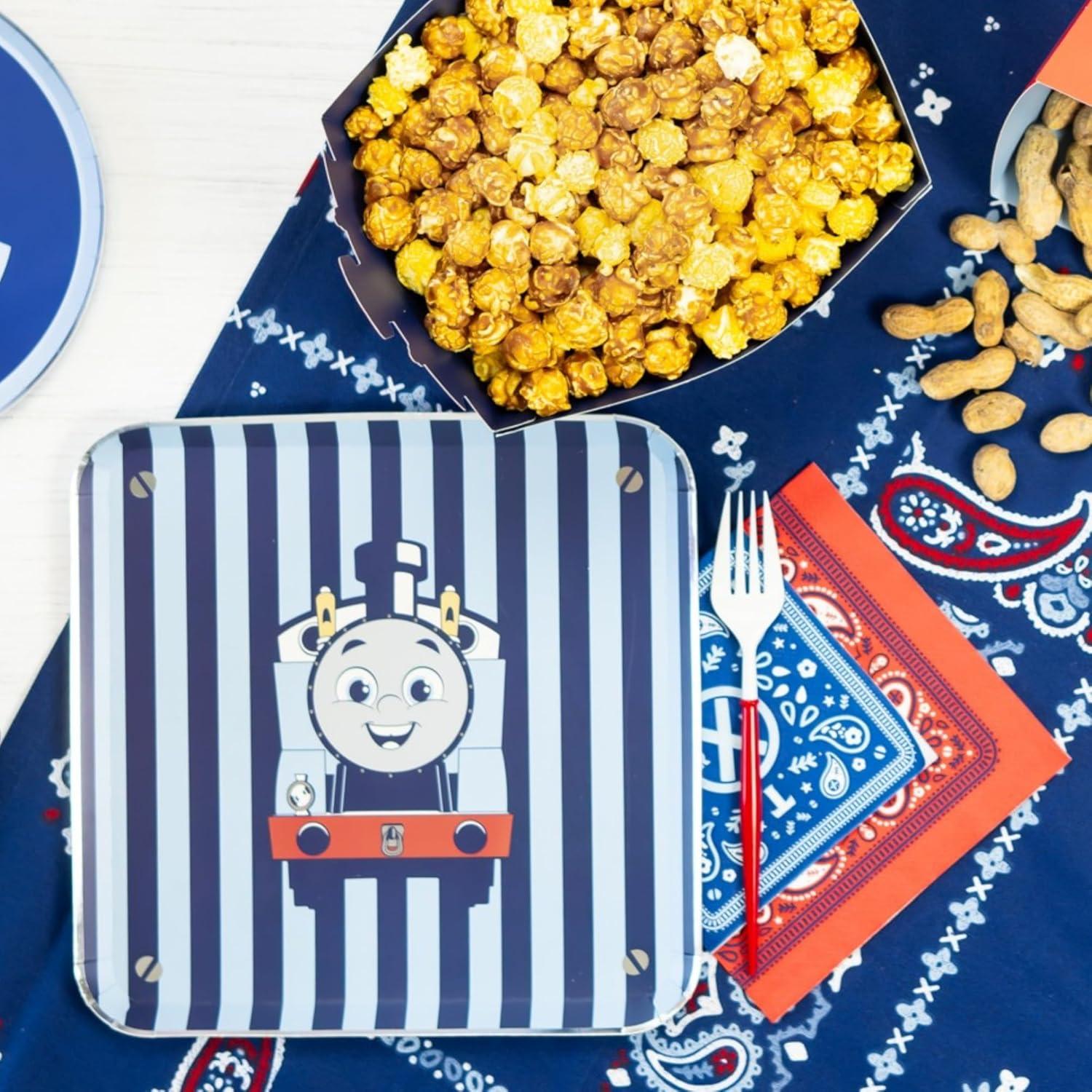 imageBonjour Fete THOMAS amp FRIENDS Small Blue Bandana Napkins THOMAS amp FRIENDS Train Themed Birthday Party Supplies Disposable Party Napkins Officially Licensed Folded 5 24 Pack