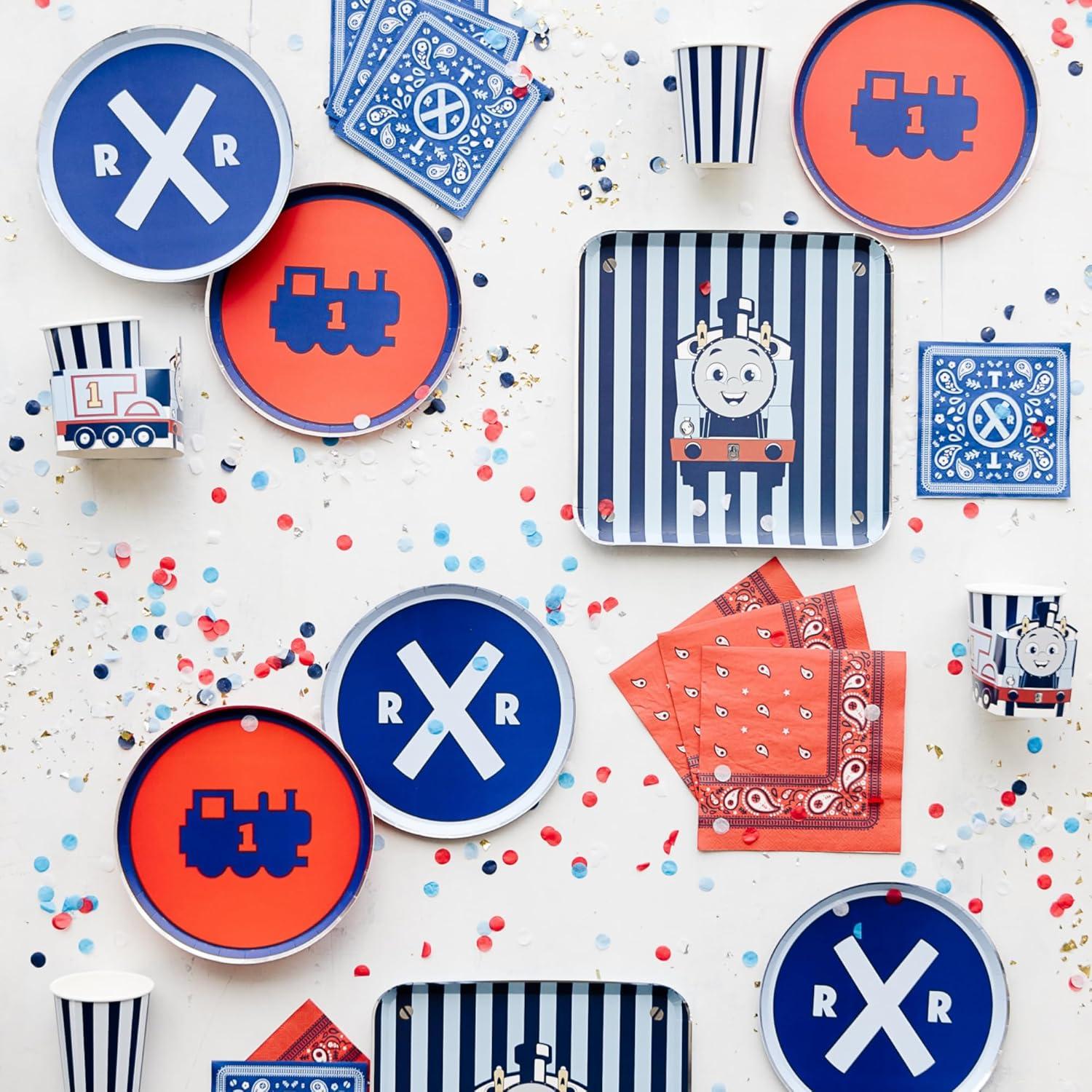 imageBonjour Fete THOMAS amp FRIENDS Small Blue Bandana Napkins THOMAS amp FRIENDS Train Themed Birthday Party Supplies Disposable Party Napkins Officially Licensed Folded 5 24 Pack