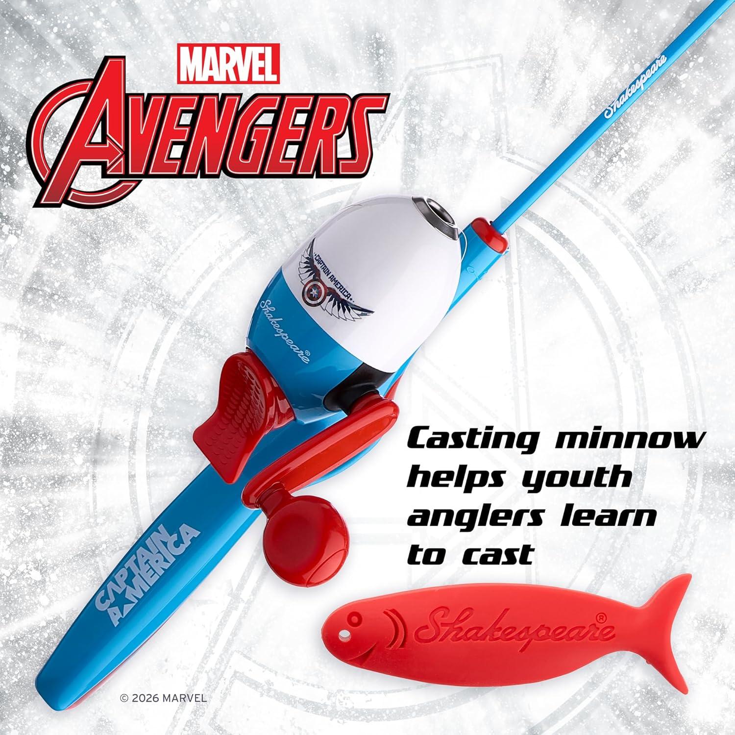imageShakespeare Youth Fishing Reel and Rod ComboMarvel Captain America Beginner