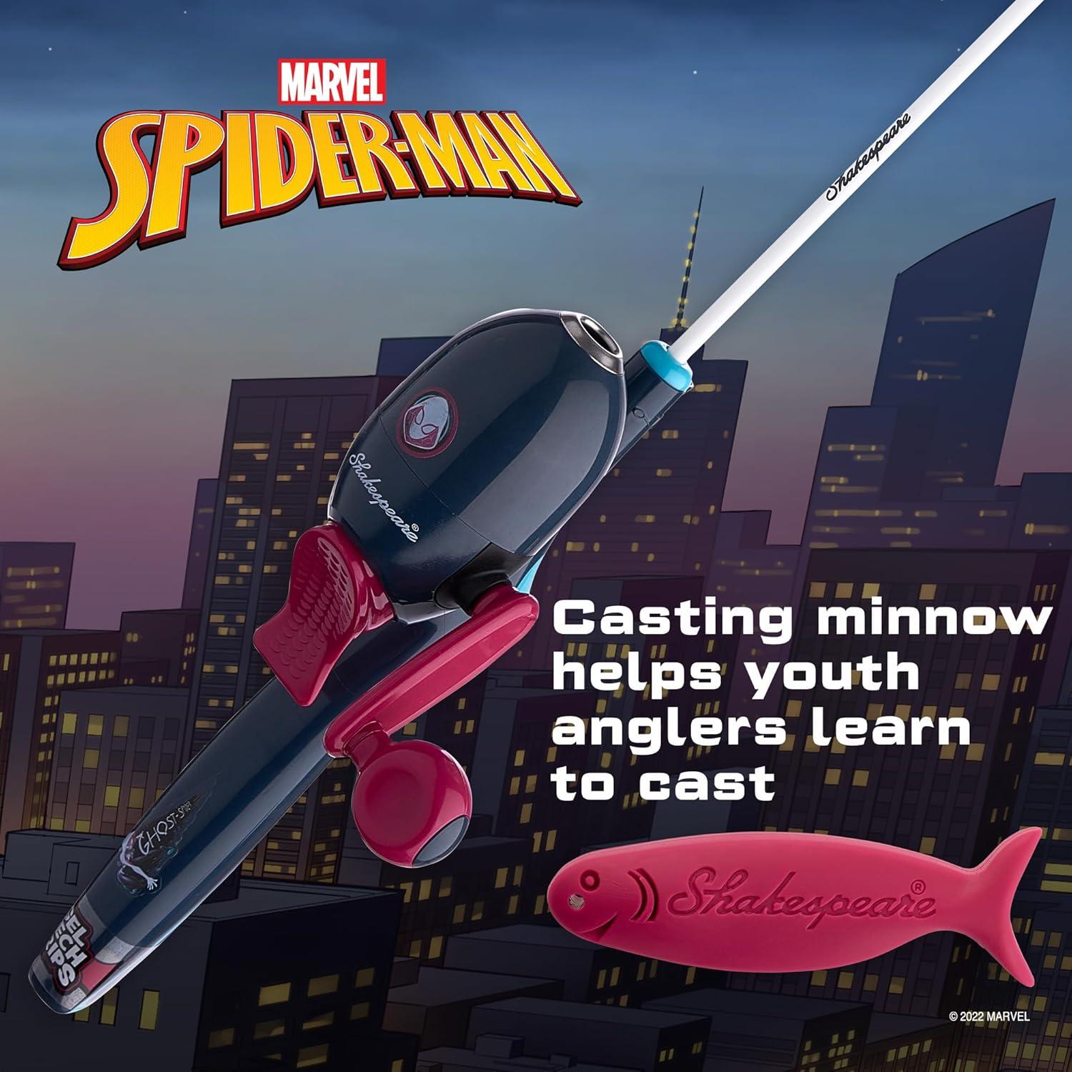 imageShakespeare Youth Fishing Reel and Rod ComboMarvel Ghost Spider Beginner
