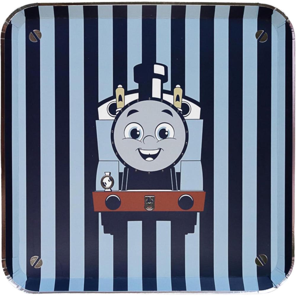 imageBonjour Fete THOMAS amp FRIENDS Large Stripe Plates THOMAS amp FRIENDS Train Theme Birthday Party Supplies Large Disposable Paper Plates Officially Licenced 1025 8 Pack