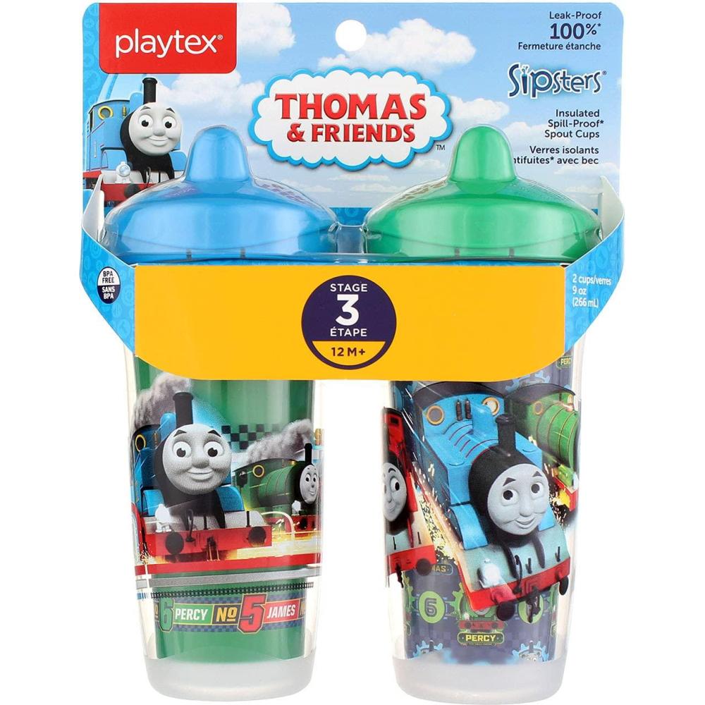 imagePlaytex Sipsters Stage 3 Thomas The Train SpillProof LeakProof BreakProof Insulated Spout Sippy Cups  9 Ounce  2 Count ColorTheme May Vary