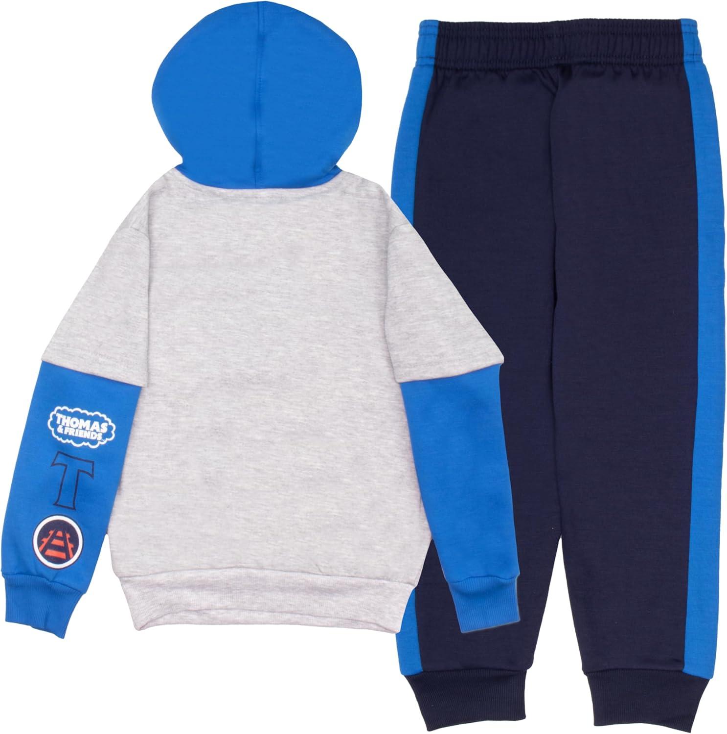 imageTHOMAS amp FRIENDS Boys 2Piece Fleece Set Thomas the Tank Engine Hooded Sweatshirt and Joggers Bundle for KidsGray Navy