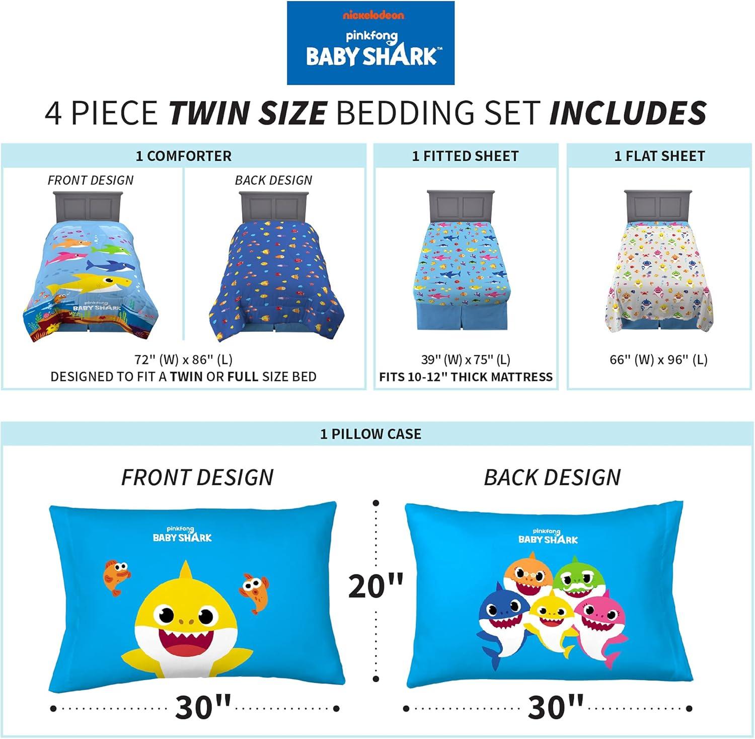 imageThomas amp Friends 4 Piece Toddler Bed Set Super Soft amp Cozy Reversible Microfiber Comforter and Sheets Officially Licensed Product by FrancoBaby Shark