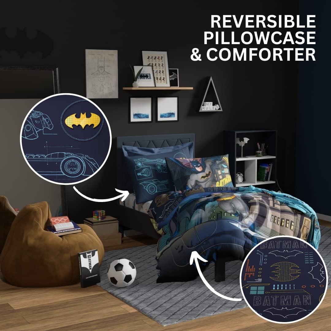 imageThomas amp Friends 4 Piece Toddler Bed Set Super Soft amp Cozy Reversible Microfiber Comforter and Sheets Officially Licensed Product by FrancoBatman