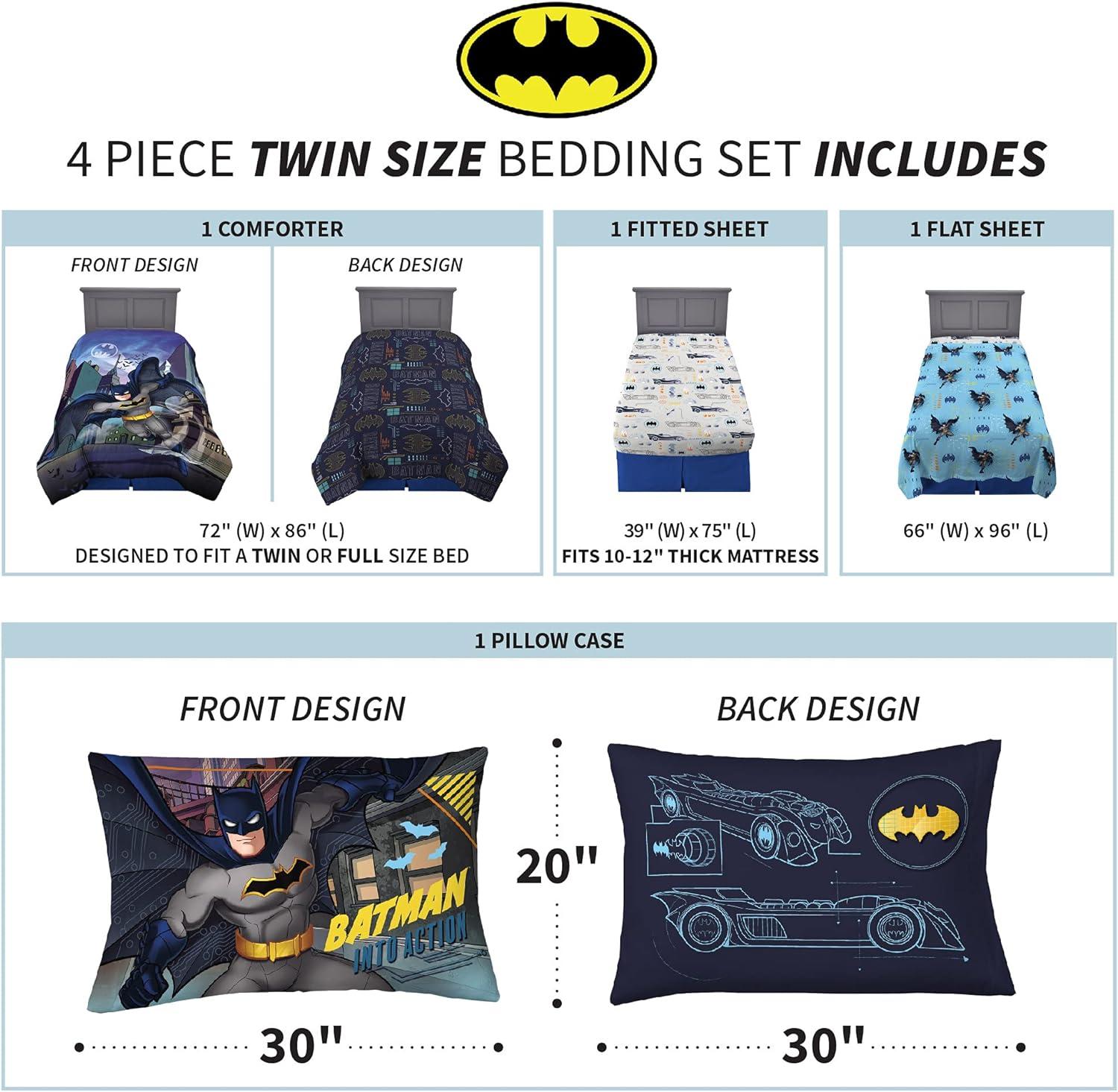 imageThomas amp Friends 4 Piece Toddler Bed Set Super Soft amp Cozy Reversible Microfiber Comforter and Sheets Officially Licensed Product by FrancoBatman