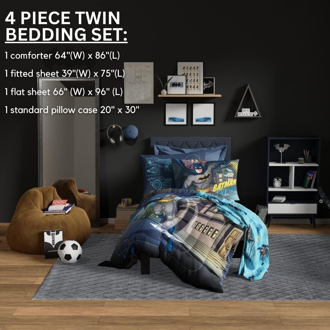 imageThomas amp Friends 4 Piece Toddler Bed Set Super Soft amp Cozy Reversible Microfiber Comforter and Sheets Officially Licensed Product by FrancoBatman