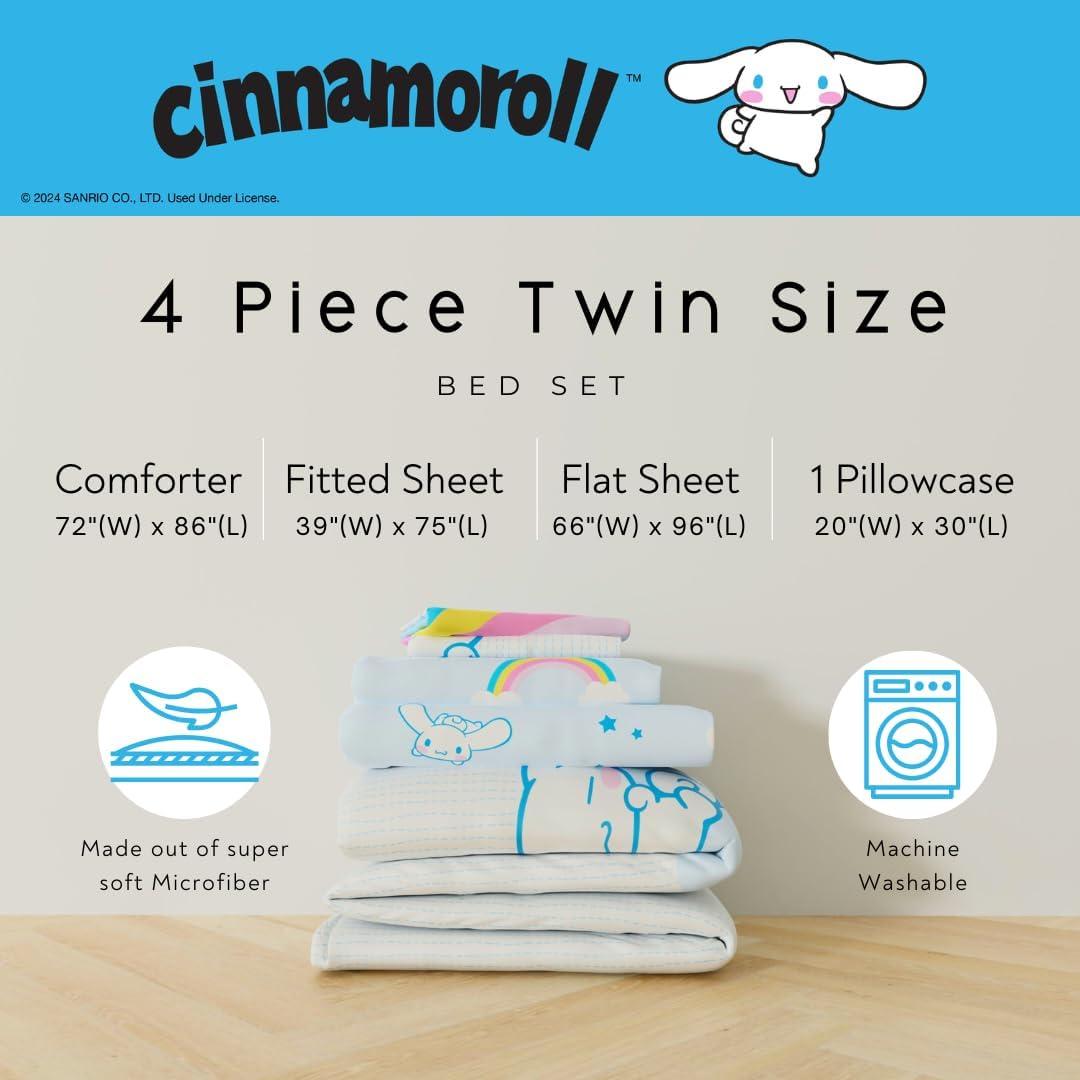 imageThomas amp Friends 4 Piece Toddler Bed Set Super Soft amp Cozy Reversible Microfiber Comforter and Sheets Officially Licensed Product by FrancoBlue Cinnamoroll