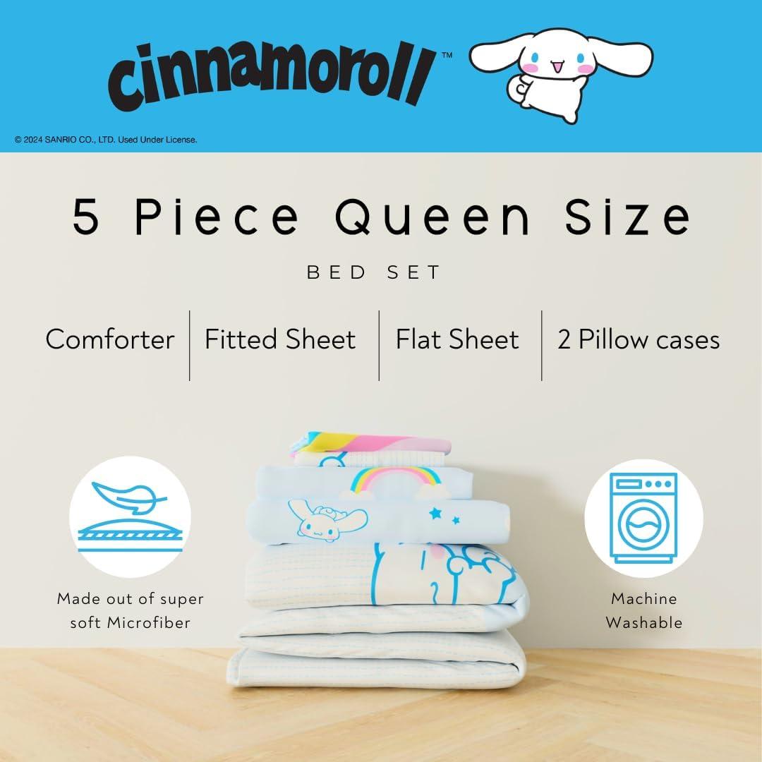 imageThomas amp Friends 4 Piece Toddler Bed Set Super Soft amp Cozy Reversible Microfiber Comforter and Sheets Officially Licensed Product by FrancoBlue Cinnamoroll