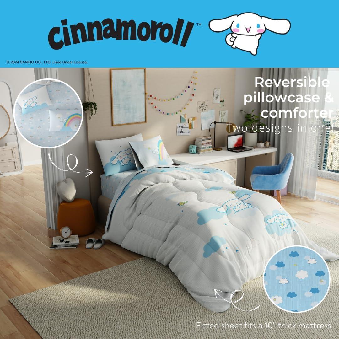 imageThomas amp Friends 4 Piece Toddler Bed Set Super Soft amp Cozy Reversible Microfiber Comforter and Sheets Officially Licensed Product by FrancoBlue Cinnamoroll