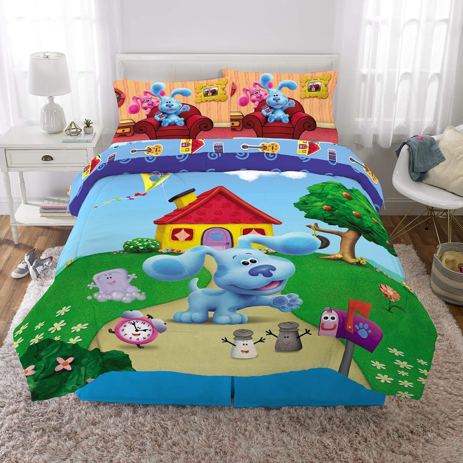 imageThomas amp Friends 4 Piece Toddler Bed Set Super Soft amp Cozy Reversible Microfiber Comforter and Sheets Officially Licensed Product by FrancoBlues Clues