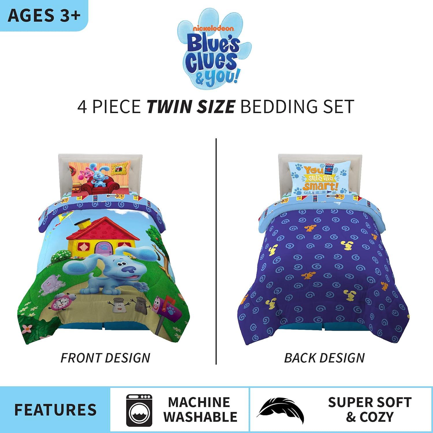 imageThomas amp Friends 4 Piece Toddler Bed Set Super Soft amp Cozy Reversible Microfiber Comforter and Sheets Officially Licensed Product by FrancoBlues Clues