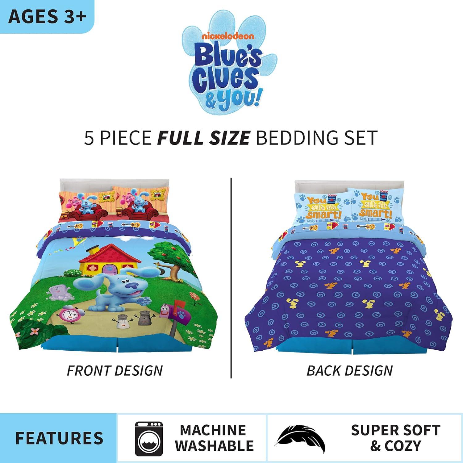 imageThomas amp Friends 4 Piece Toddler Bed Set Super Soft amp Cozy Reversible Microfiber Comforter and Sheets Officially Licensed Product by FrancoBlues Clues