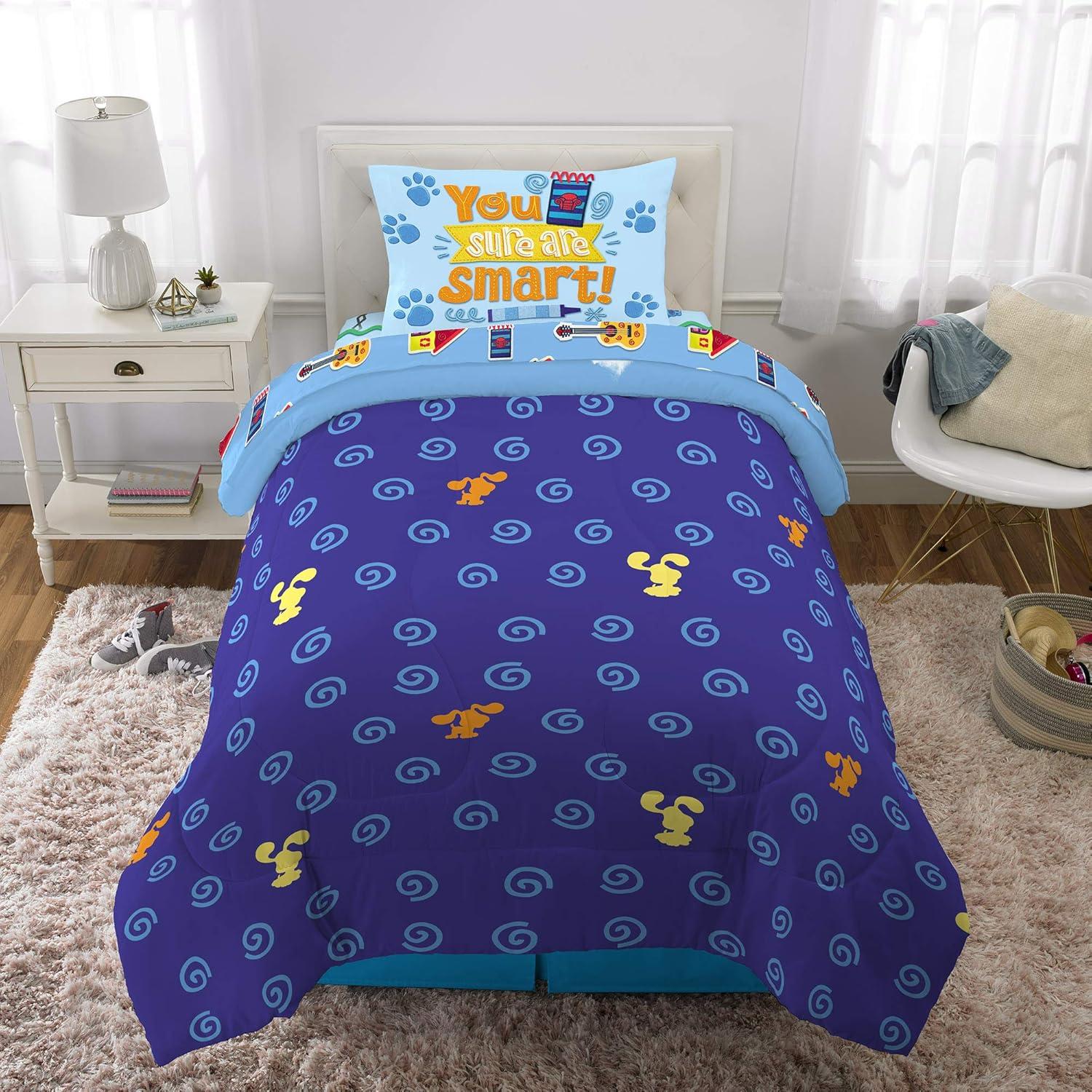imageThomas amp Friends 4 Piece Toddler Bed Set Super Soft amp Cozy Reversible Microfiber Comforter and Sheets Officially Licensed Product by FrancoBlues Clues
