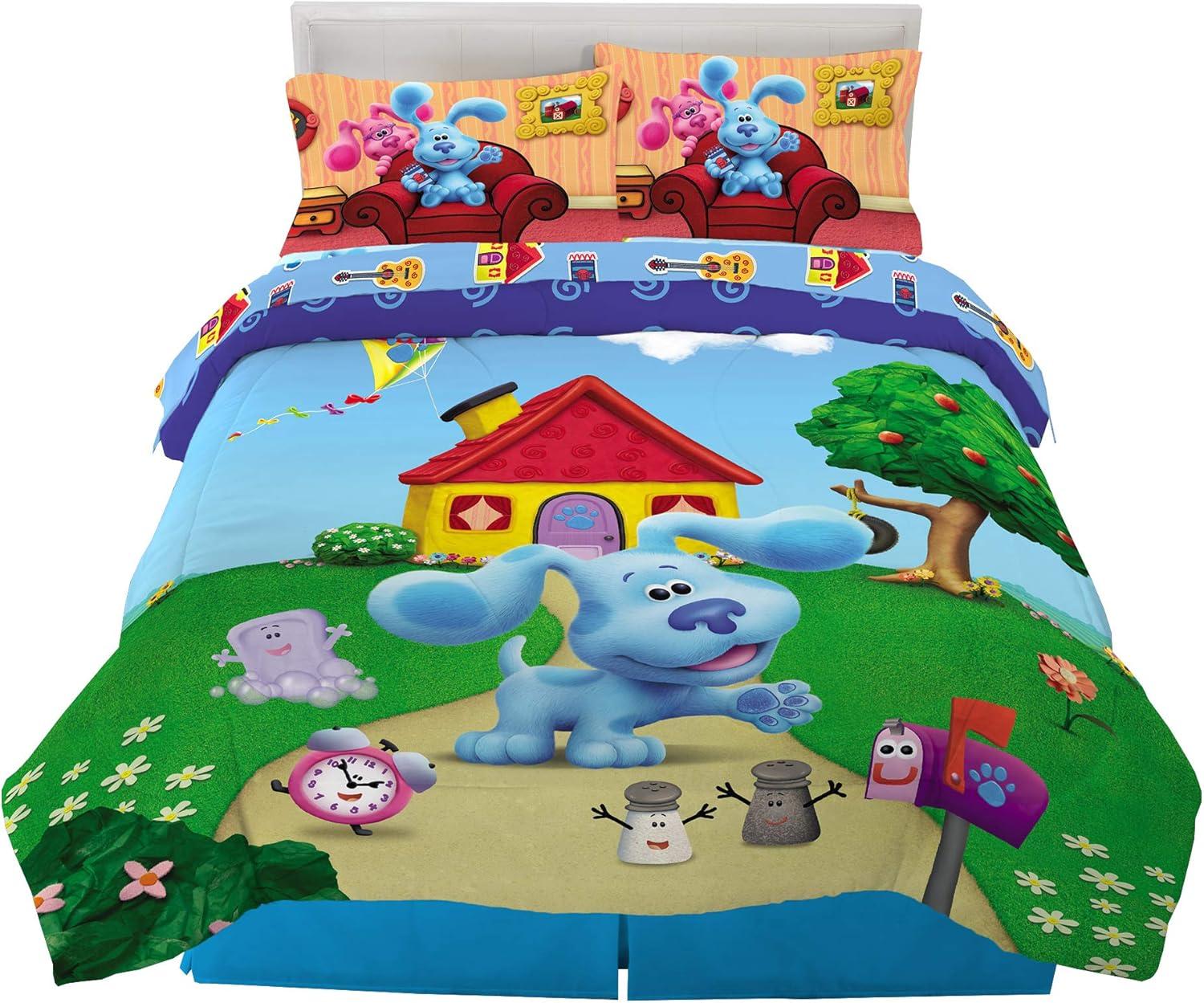 imageThomas amp Friends 4 Piece Toddler Bed Set Super Soft amp Cozy Reversible Microfiber Comforter and Sheets Officially Licensed Product by FrancoBlues Clues